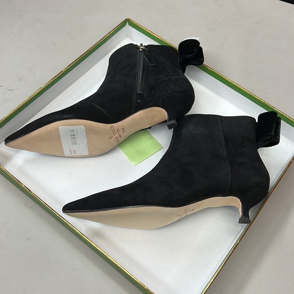 NWT,Kate Spade Donella Suede Leather Ankle Bow Boots,black - Picture 7 of 17